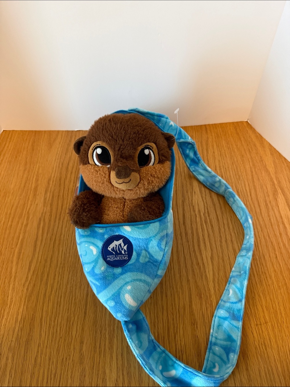 Blue Plush Otter  with Swaddle Crossbody Bag for Kids